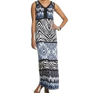 Chicos Knit Kit Zebra Print Maxi Dress Size 3 Large